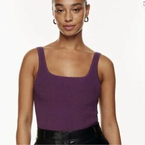 Babaton Deep Purple Ribbed Tank Top